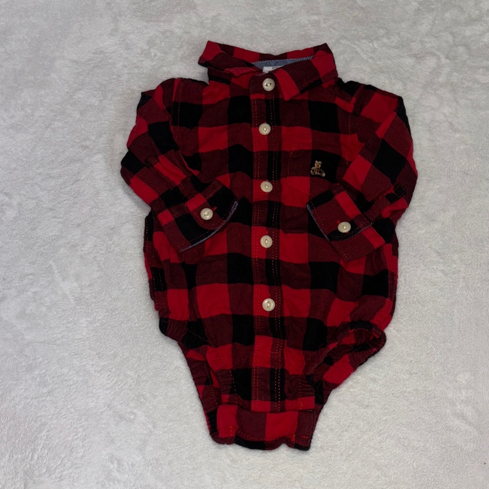 Baby Gap Red and Black Plaid Baby bodysuit